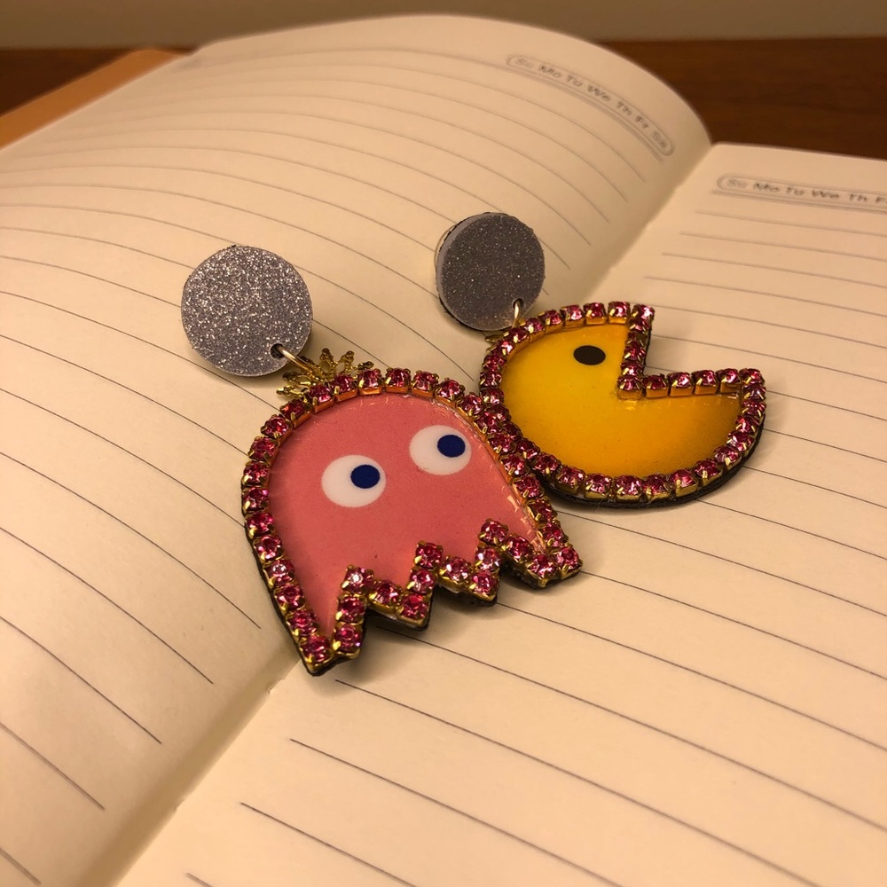 Handmade pac man earrings